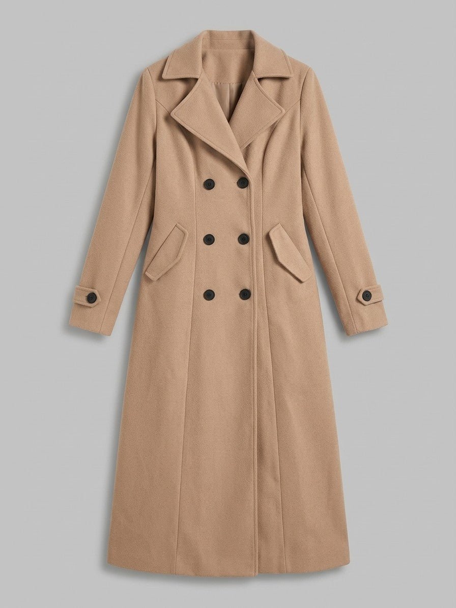 Camerino Women's Double-Breasted Maxi Coat — camel — packshot