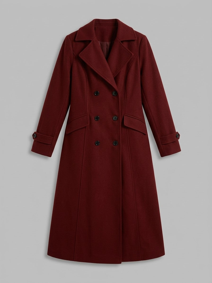 Camerino Women's Double-Breasted Maxi Coat — deepred — packshot