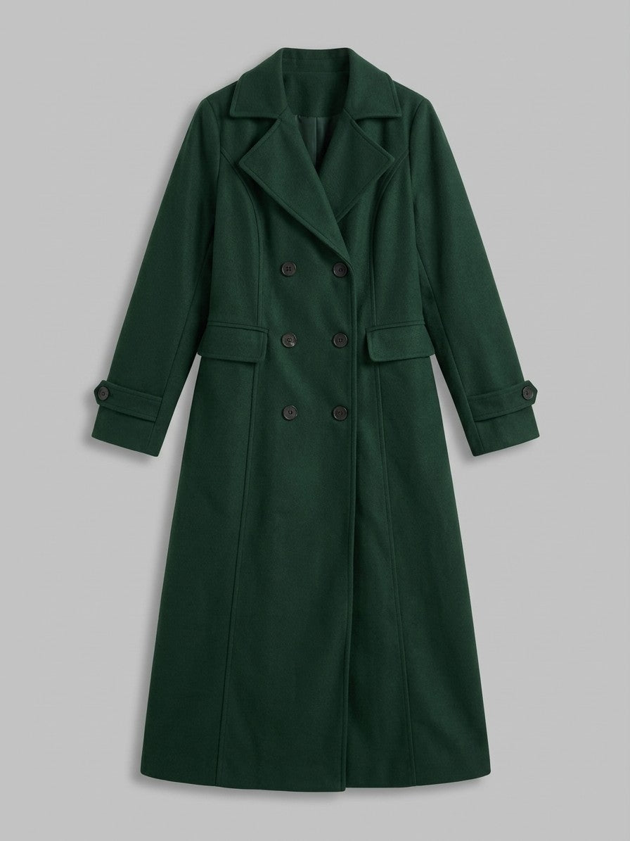 Camerino Women's Double-Breasted Maxi Coat — forestgreen — packshot
