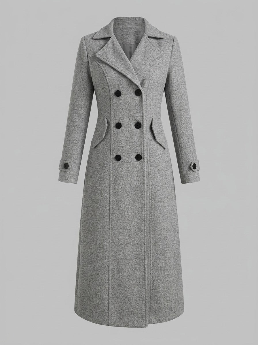 Camerino Women's Double-Breasted Maxi Coat — gray — packshot