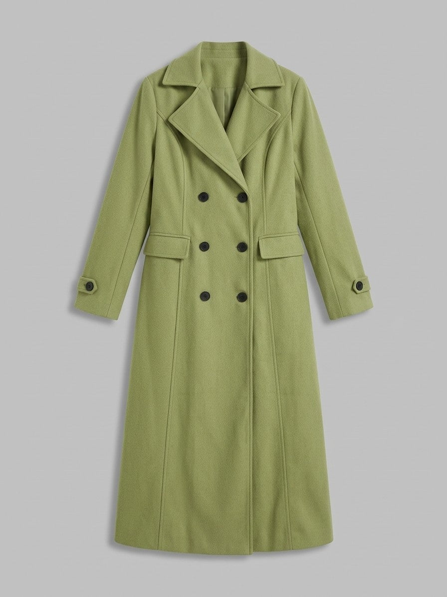 Camerino Women's Double-Breasted Maxi Coat — pistachio — packshot
