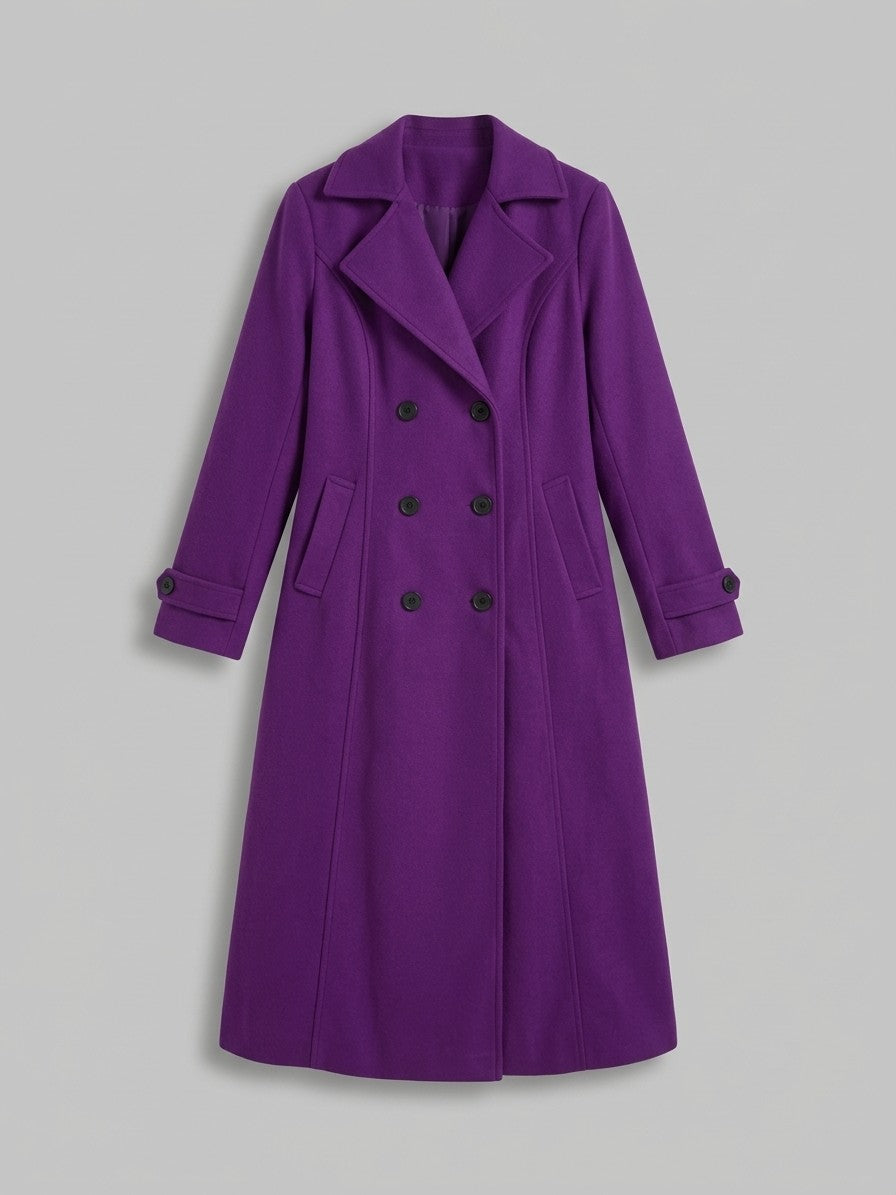 Camerino Women's Double-Breasted Maxi Coat — purple — packshot