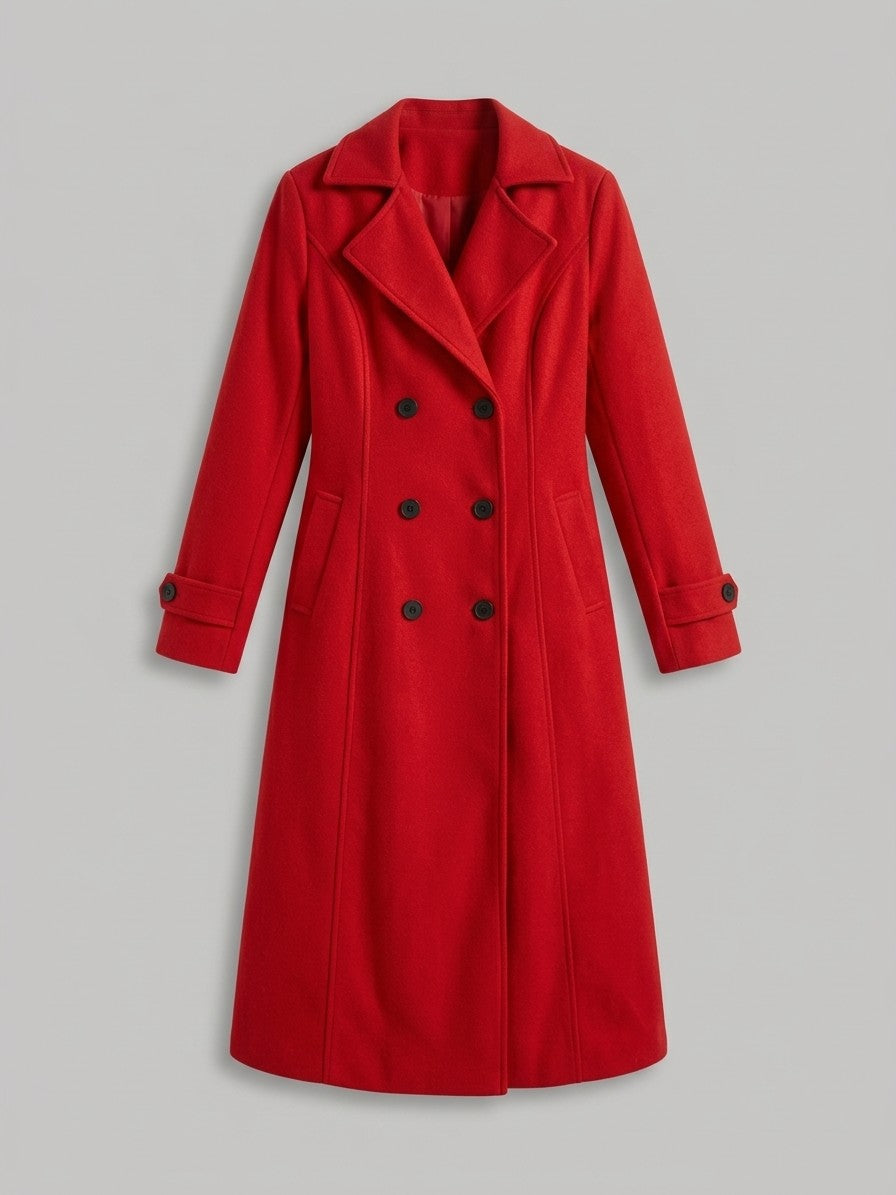 Camerino Women's Double-Breasted Maxi Coat — red — packshot