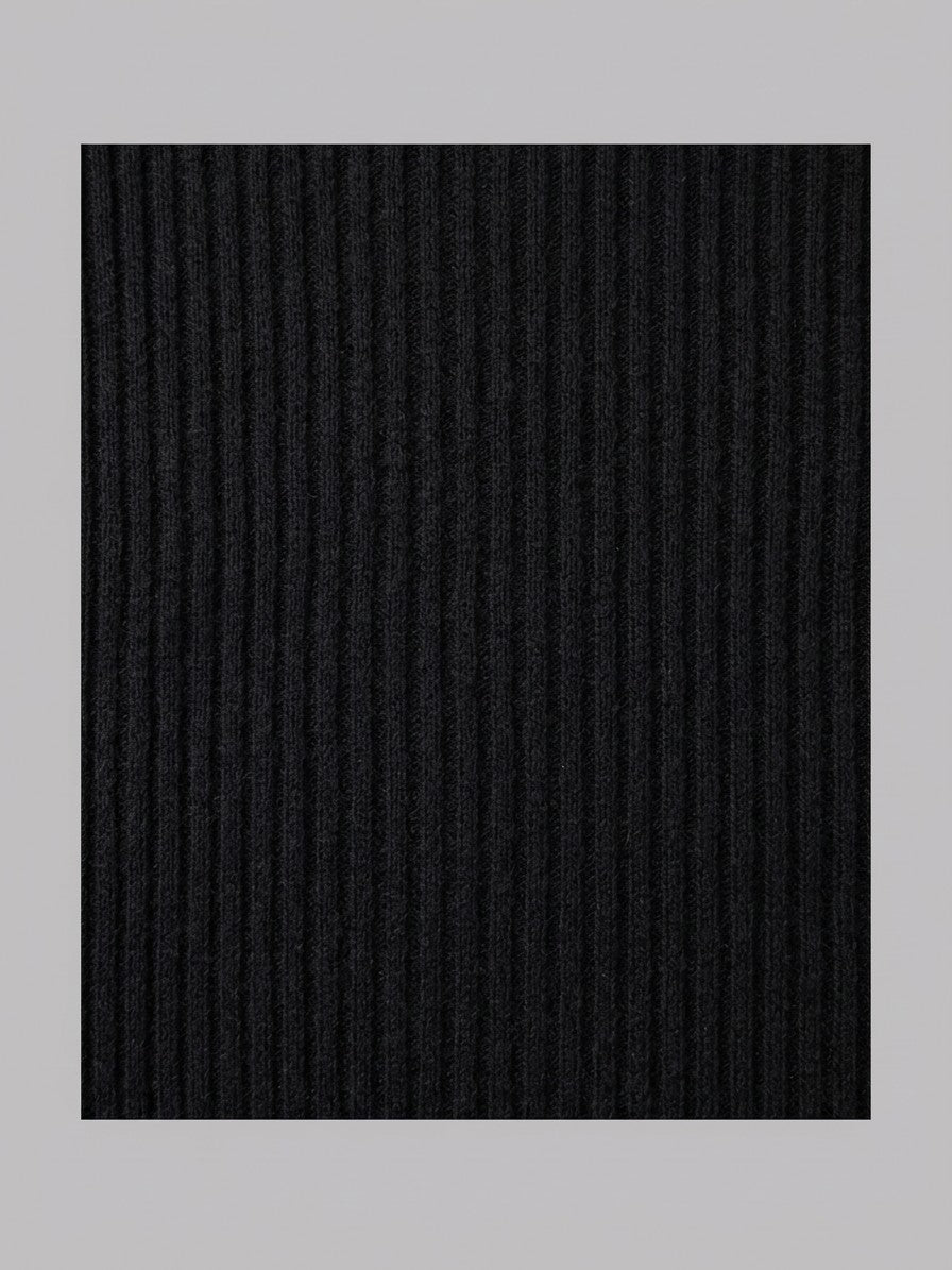 Camogli Men's Ribbed Henley with Chest Pocket — black — detail