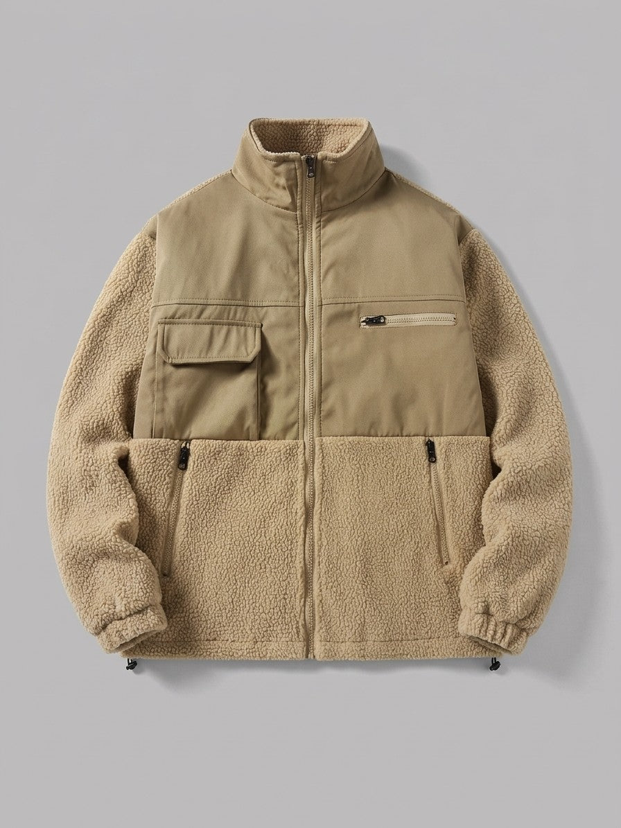 Campobasso Men's Color-Block Utility Sherpa Jacket — sand — packshot