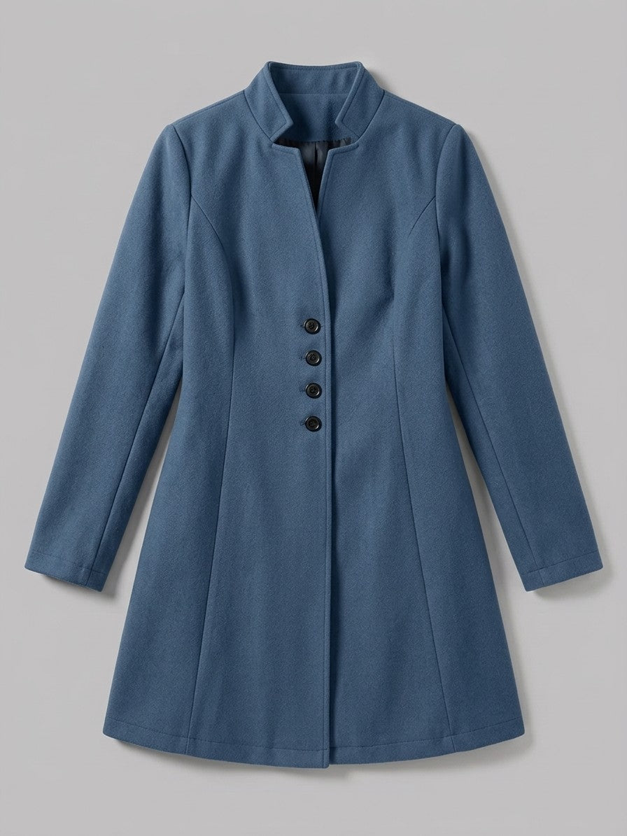 Cannobio Women's Stand Collar Fitted Coat — blue — packshot