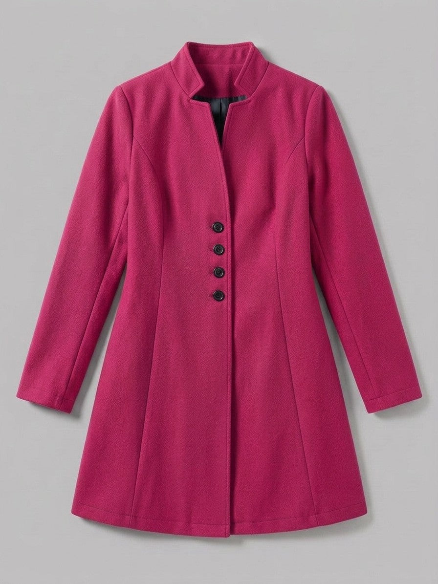 Cannobio Women's Stand Collar Fitted Coat — hotpink — packshot
