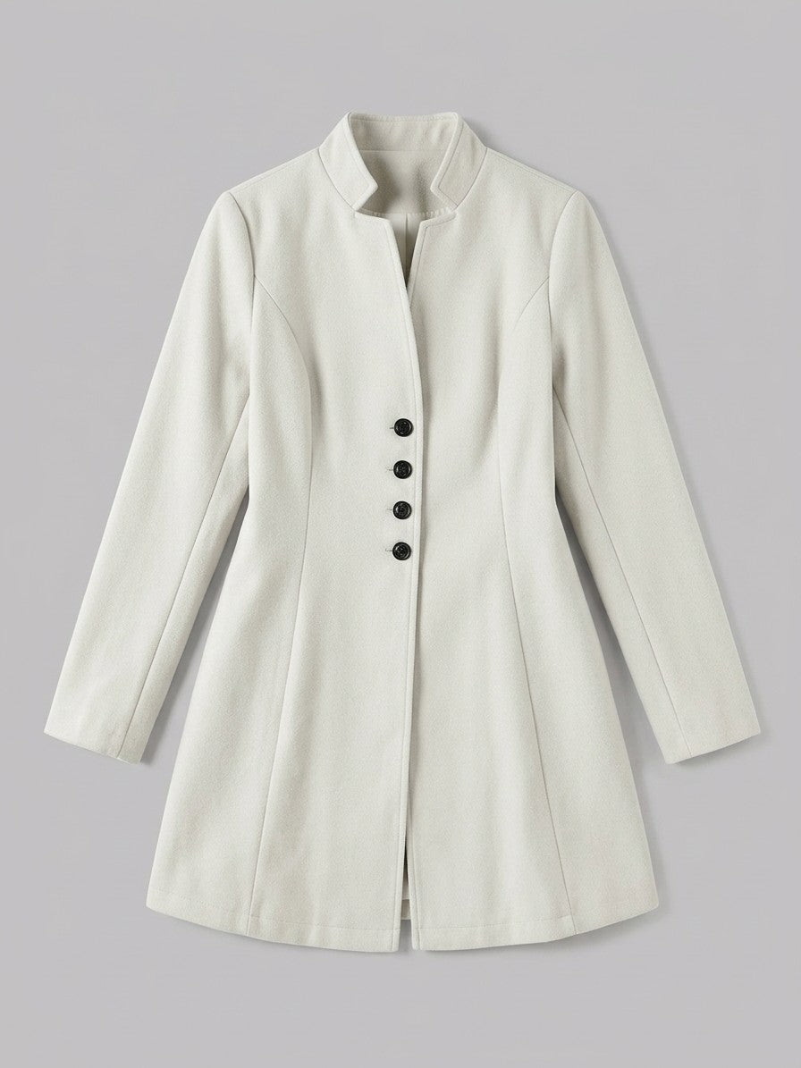 Cannobio Women's Stand Collar Fitted Coat — ivory — packshot