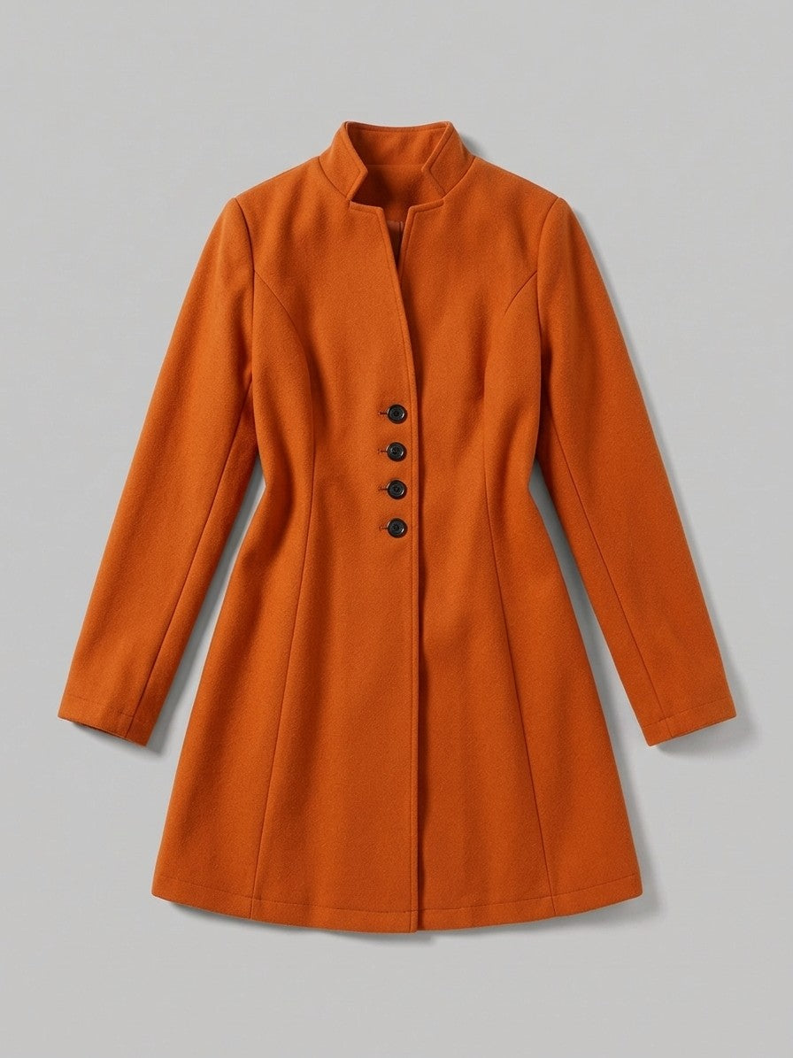 Cannobio Women's Stand Collar Fitted Coat — orange — packshot
