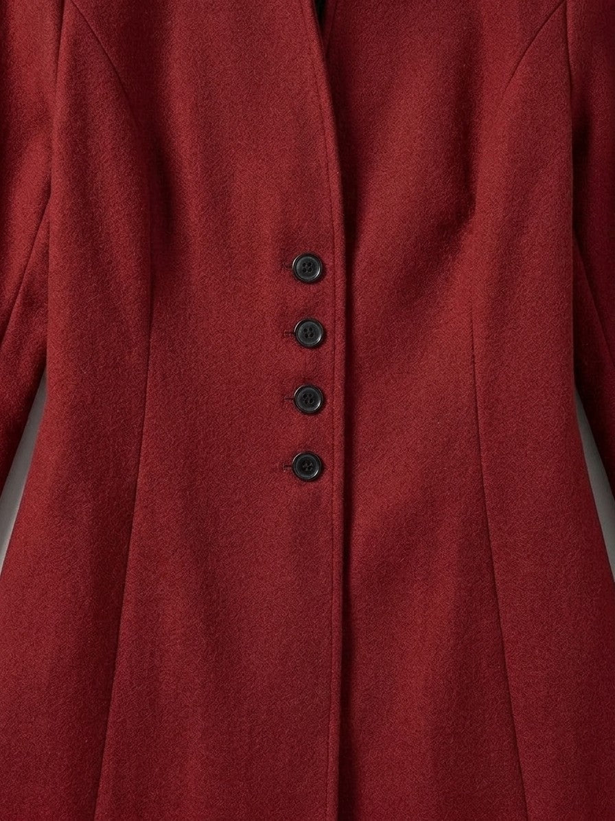 Cannobio Women's Stand Collar Fitted Coat — red — detail-collar