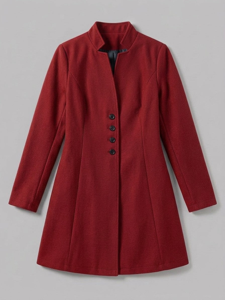 Cannobio Women's Stand Collar Fitted Coat — red — packshot