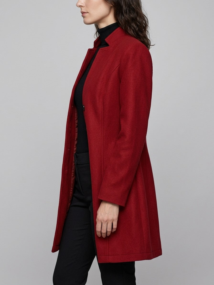 Cannobio Women's Stand Collar Fitted Coat — red — side