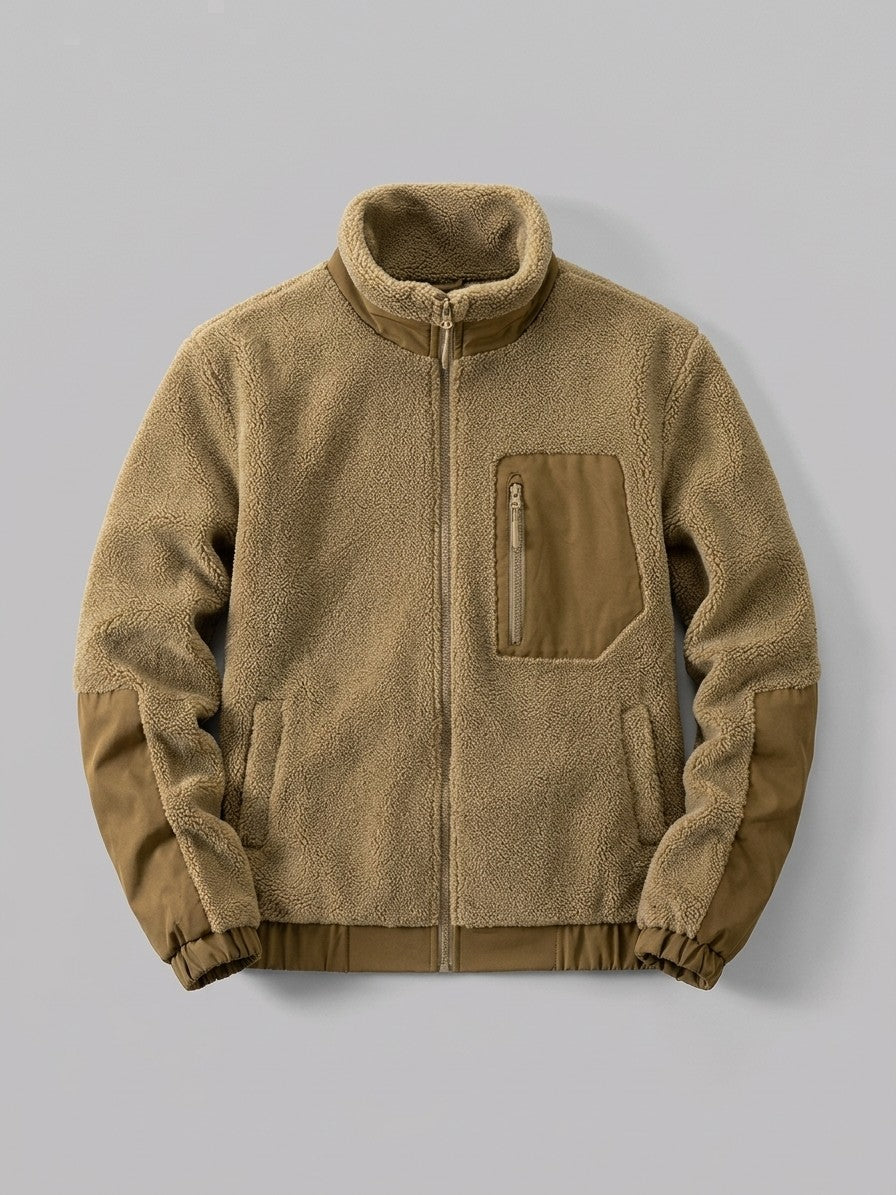 Canosa Men's Chest-Patch Zip Sherpa Jacket — camel — packshot