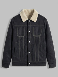 Capestrano Men's Faux-Suede Trucker Sherpa Jacket