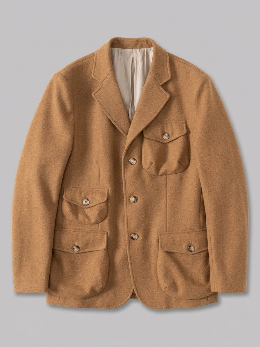 Capracotta Men's Flap-Pocket Wool Hunting Blazer — camel — packshot