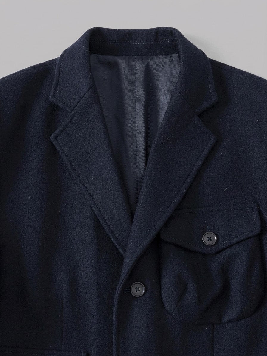 Capracotta Men's Flap-Pocket Wool Hunting Blazer — navy — detail-2