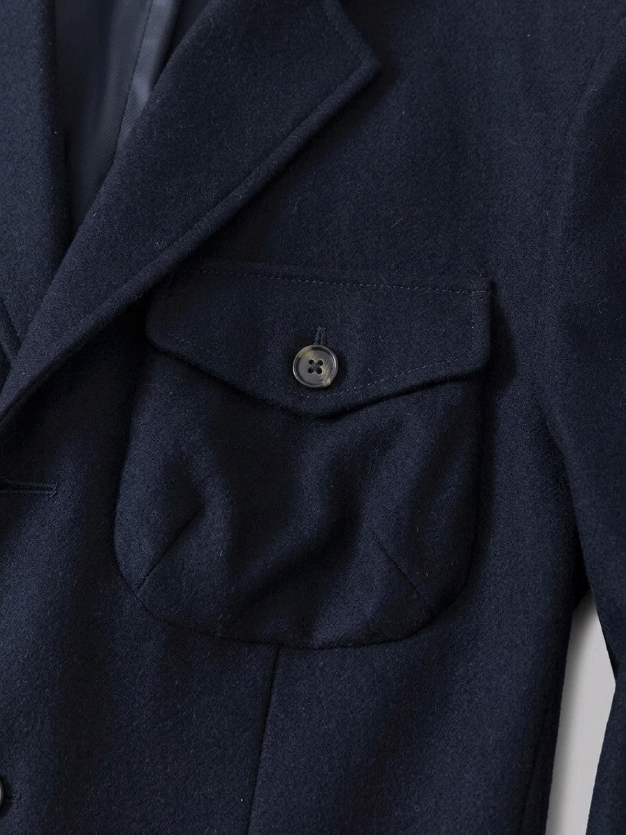 Capracotta Men's Flap-Pocket Wool Hunting Blazer — navy — detail