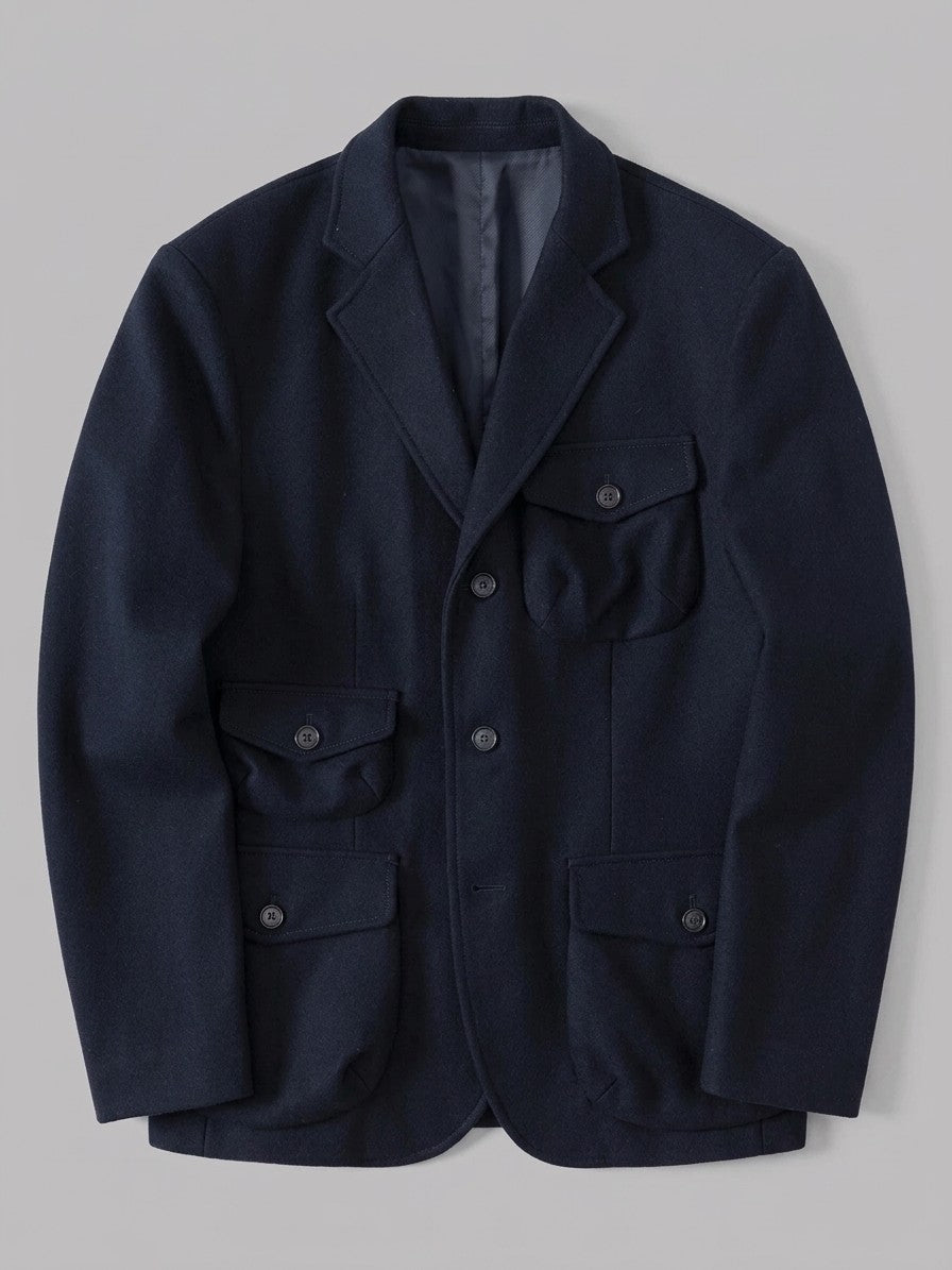 Capracotta Men's Flap-Pocket Wool Hunting Blazer — navy — packshot