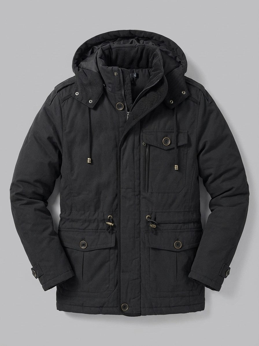 Capua Men's Hooded Field Sherpa Jacket — black — packshot