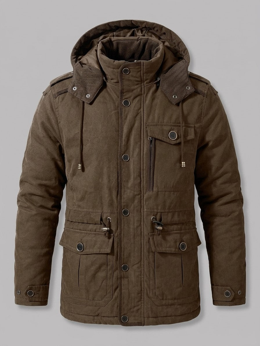 Capua Men's Hooded Field Sherpa Jacket — brown — packshot