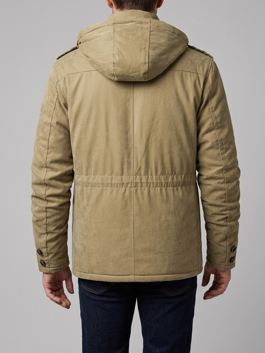 Capua Men's Hooded Field Sherpa Jacket — khaki — back