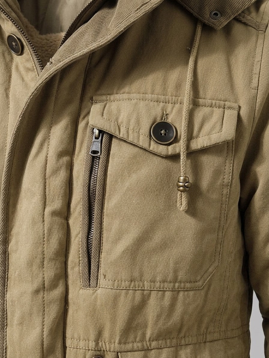 Capua Men's Hooded Field Sherpa Jacket — khaki — detail-2