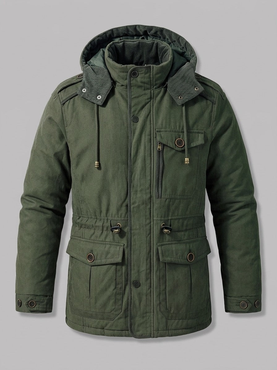 Capua Men's Hooded Field Sherpa Jacket — olive — packshot