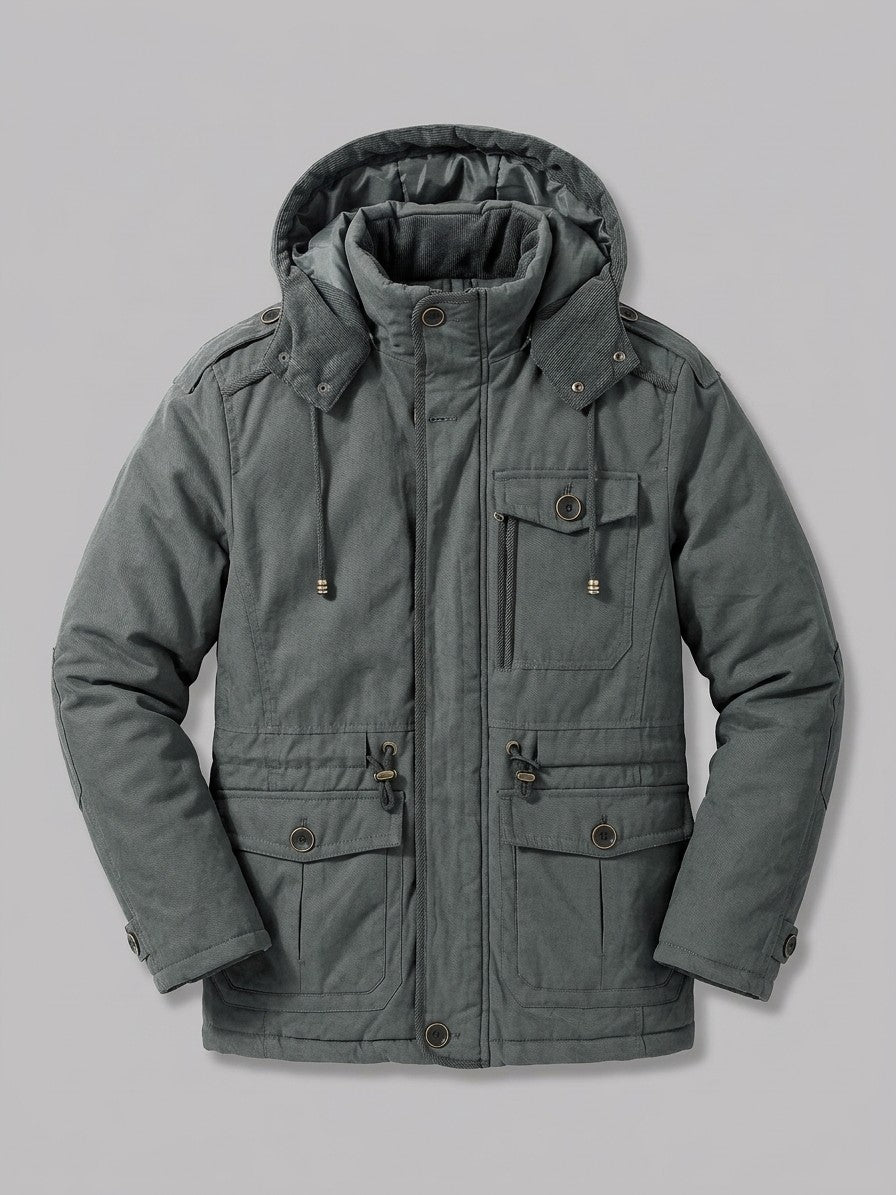 Capua Men's Hooded Field Sherpa Jacket — slategrey — packshot