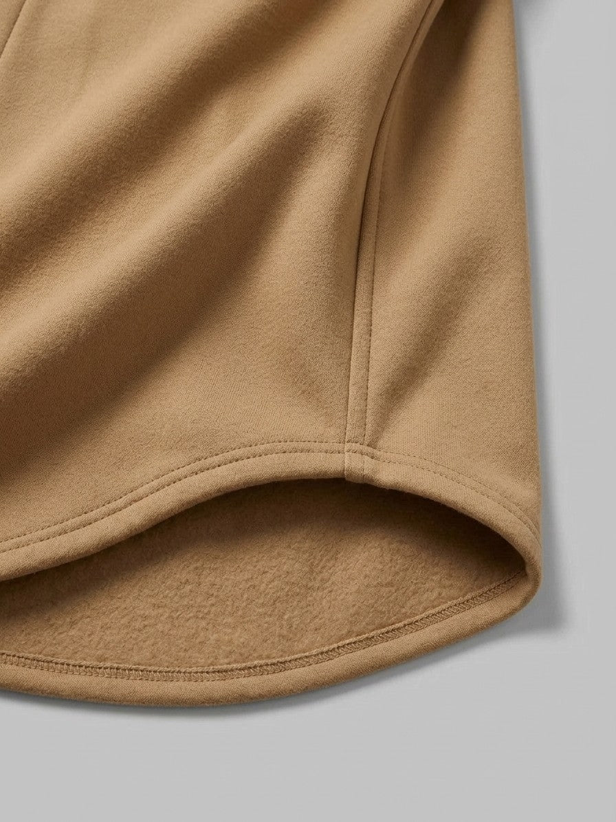 Carate Men's Brushed Knit Snap-Front Shirt Jacket — camel — detail-collar