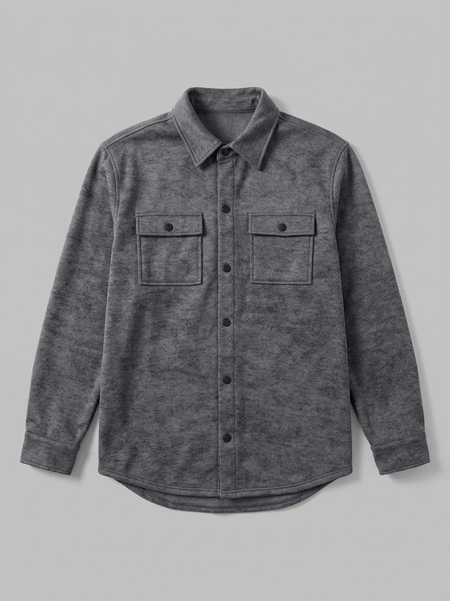 Carate Men's Brushed Knit Snap-Front Shirt Jacket — darkgrey — packshot