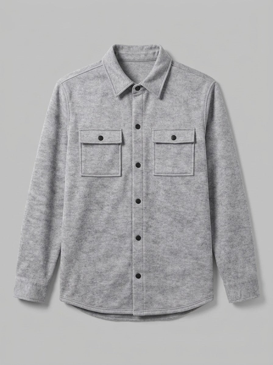 Carate Men's Brushed Knit Snap-Front Shirt Jacket — lightgrey — packshot