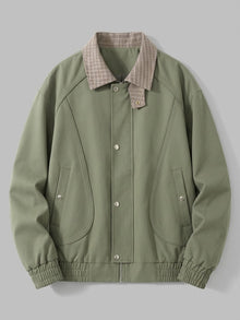 Carloforte Men's Check-Collar Harrington Jacket