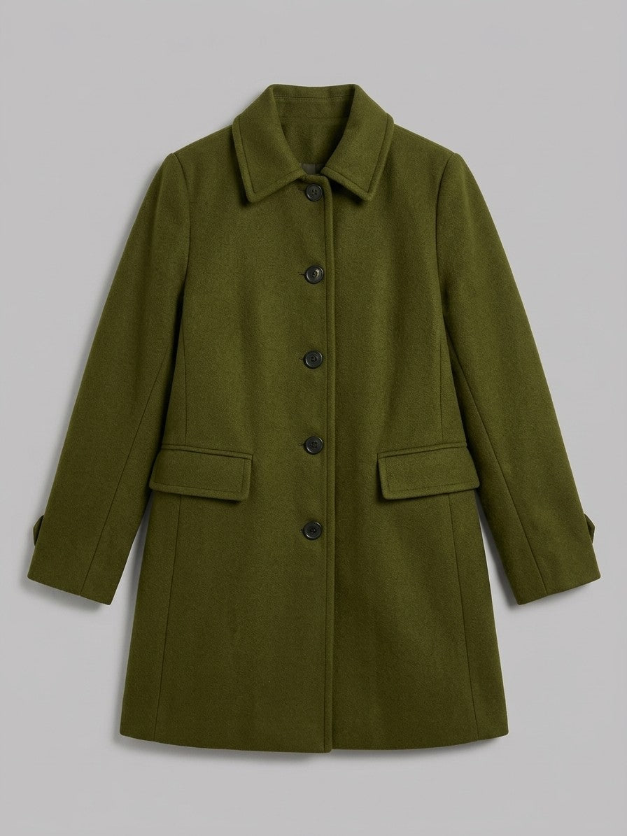 Carpegna Women's Pointed Collar Car Coat — armygreen — packshot