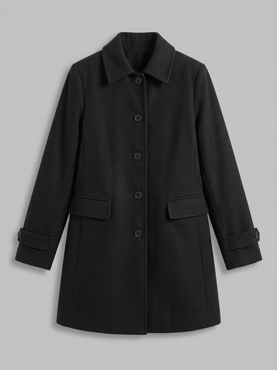 Carpegna Women's Pointed Collar Car Coat — black — packshot