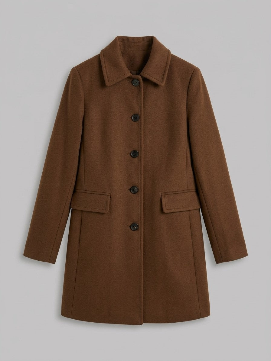 Carpegna Women's Pointed Collar Car Coat — darkbrown — packshot