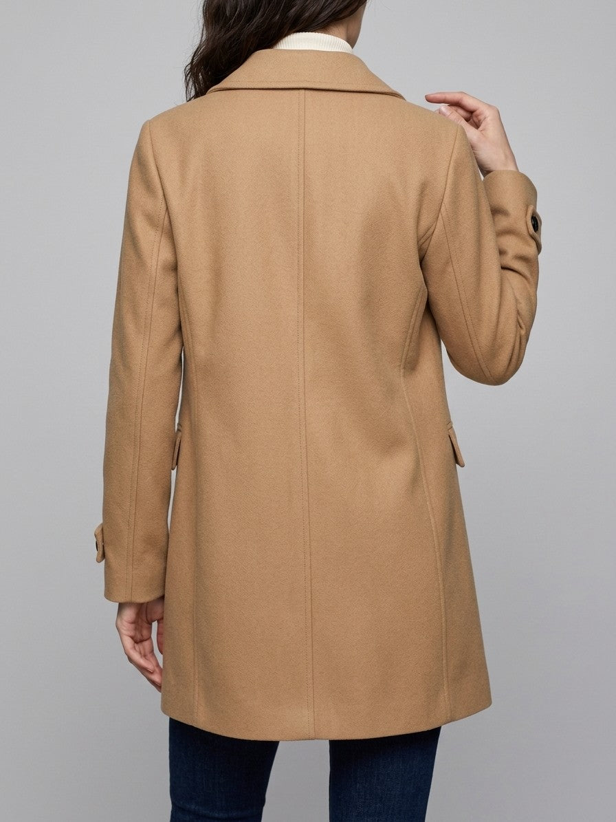 Carpegna Women's Pointed Collar Car Coat — khaki — back
