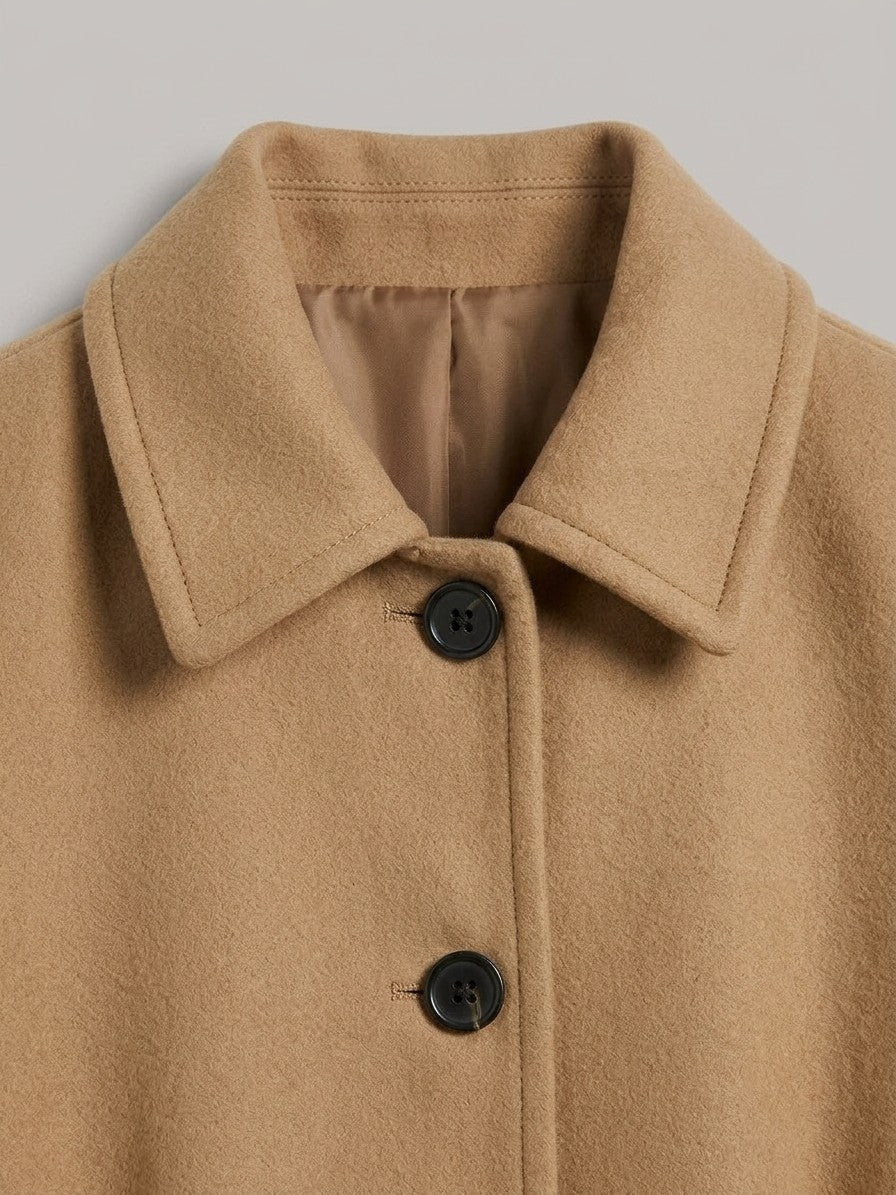 Carpegna Women's Pointed Collar Car Coat — khaki — detail-2