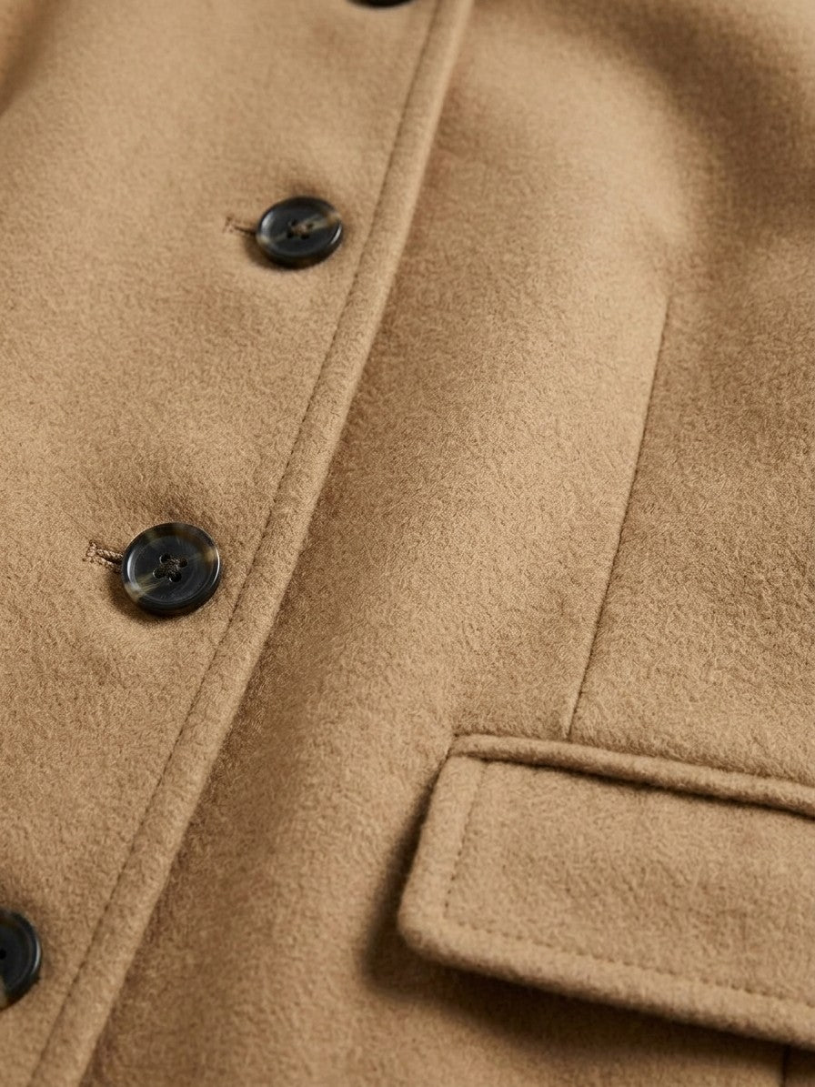 Carpegna Women's Pointed Collar Car Coat — khaki — detail