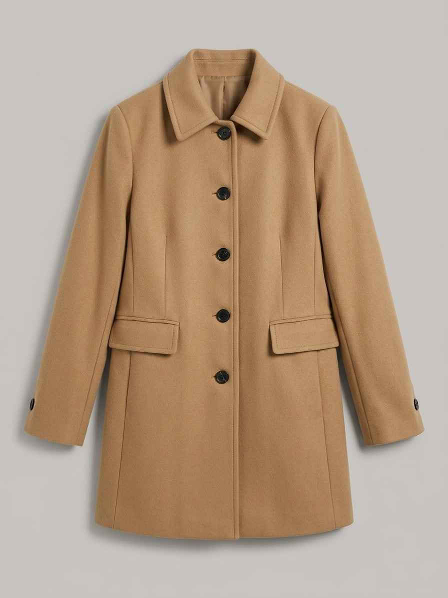 Carpegna Women's Pointed Collar Car Coat — khaki — packshot