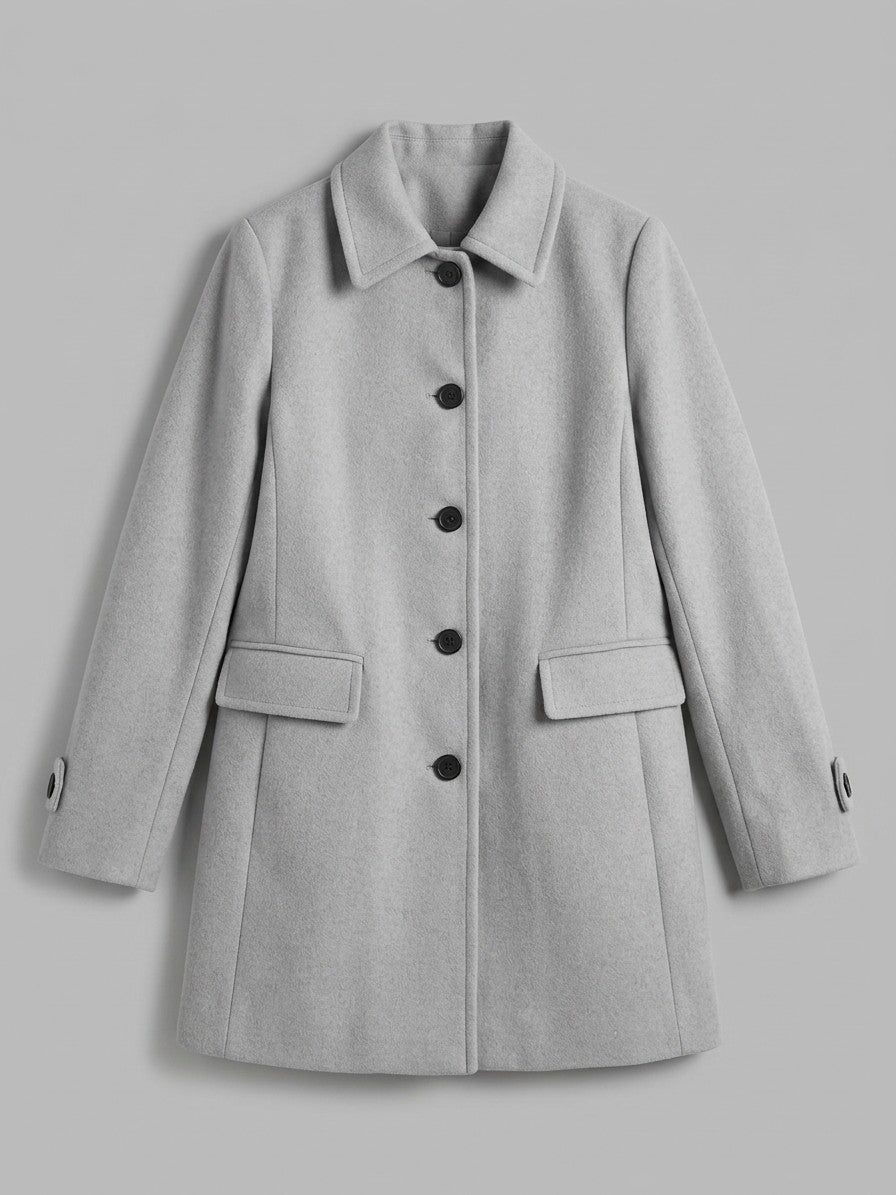 Carpegna Women's Pointed Collar Car Coat — lightgray — packshot