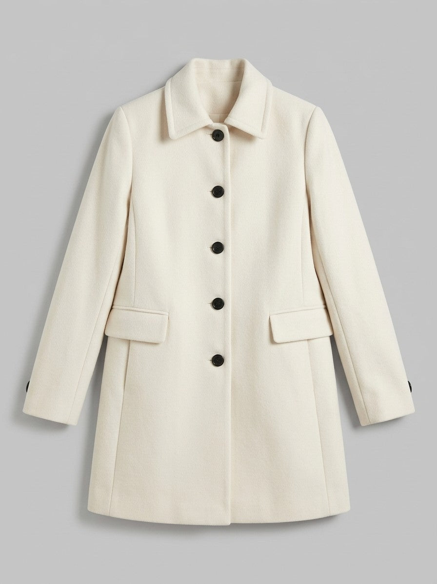 Carpegna Women's Pointed Collar Car Coat — white — packshot