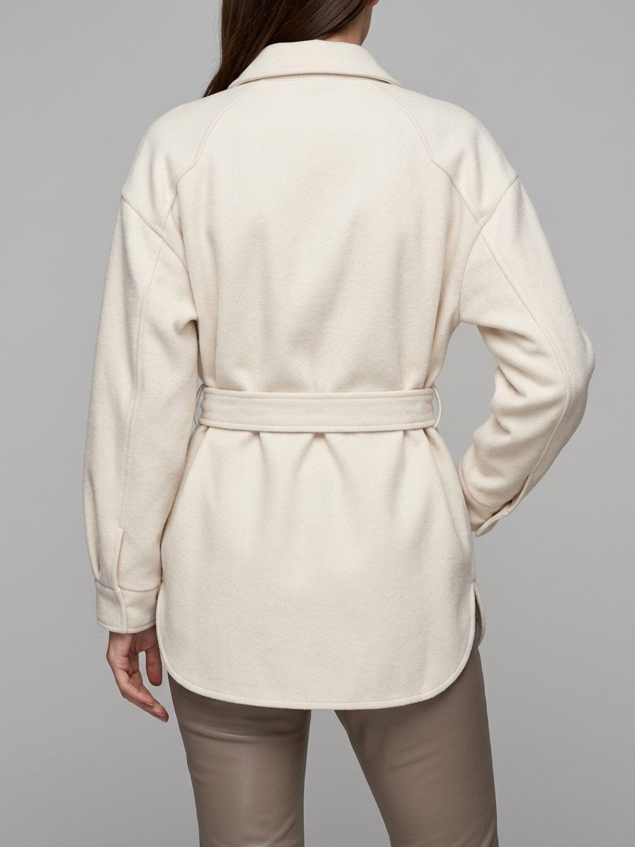 Cascia Women's Belted Shacket — white — back
