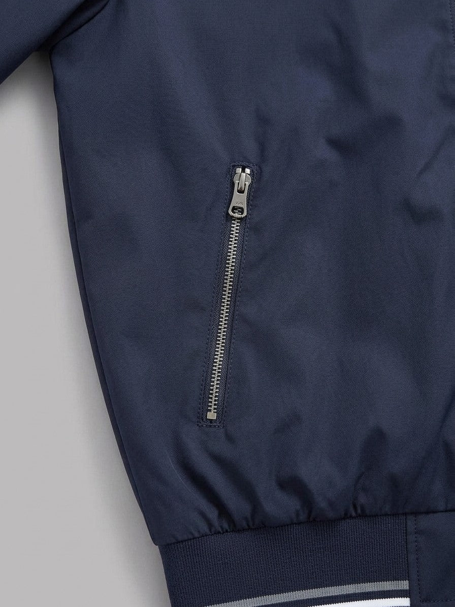 Cascina Men's Lightweight Tipped-Rib Varsity Jacket — navy — detail-2