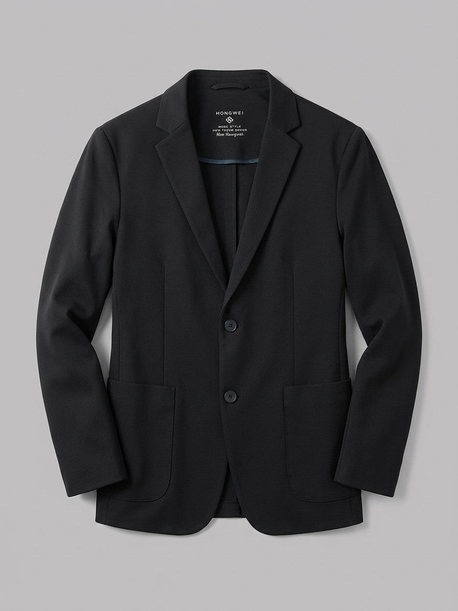 Caserta Men's Unstructured Stretch Knit Blazer — black — packshot