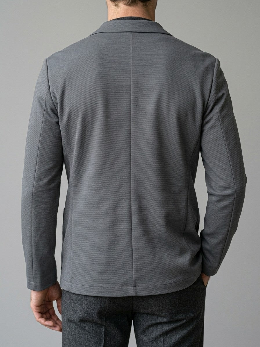 Caserta Men's Unstructured Stretch Knit Blazer — darkgray — back