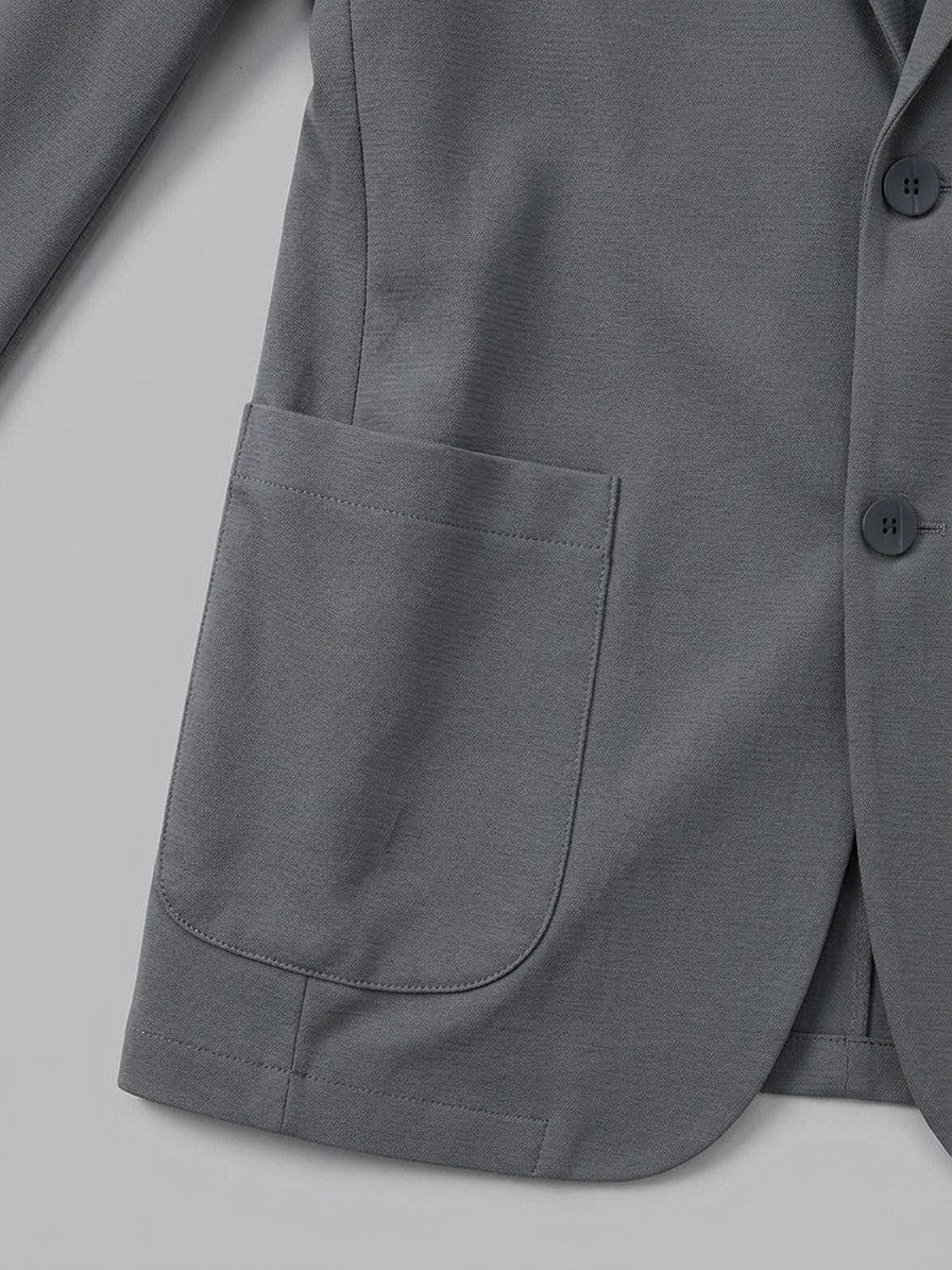 Caserta Men's Unstructured Stretch Knit Blazer — darkgray — detail-collar