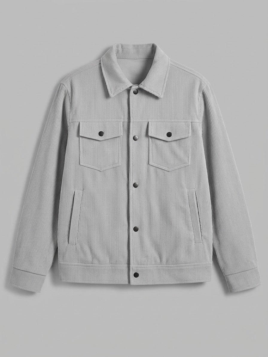 Casteggio Men's Snap-Front Corduroy Trucker Jacket — lightgrey — packshot