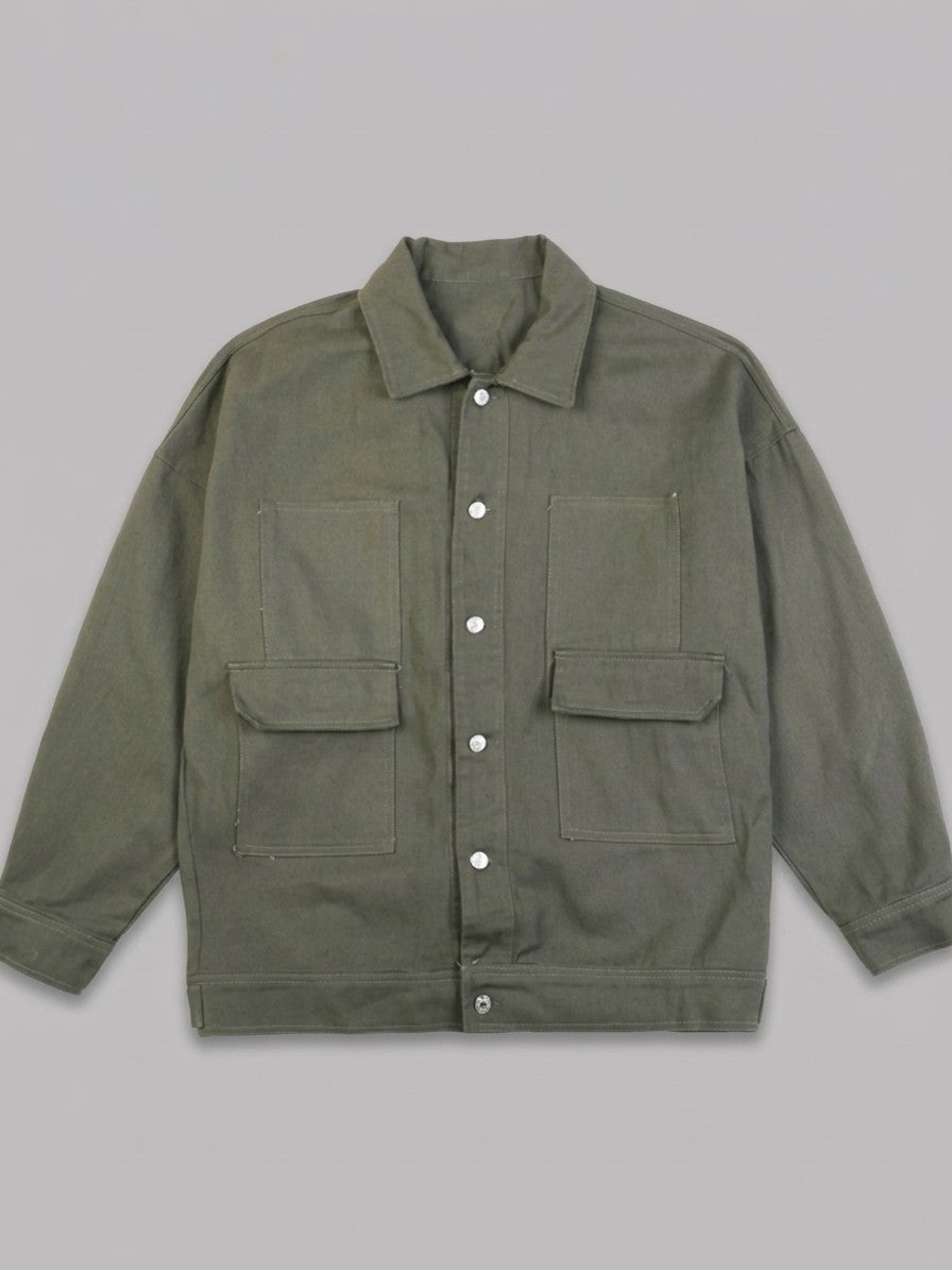 Castellana Men's Oversized Twill Work Jacket — armygreen — packshot
