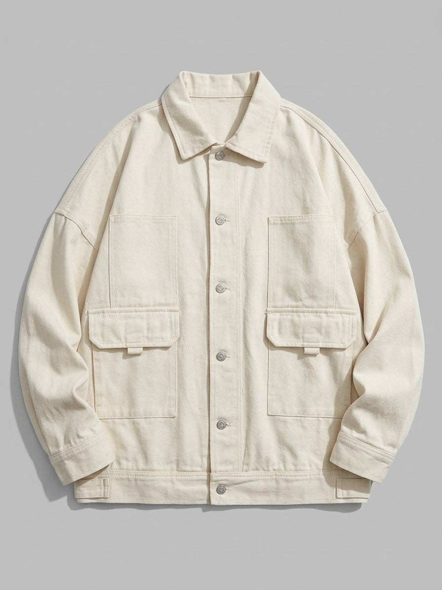 Castellana Men's Oversized Twill Work Jacket — beige — packshot