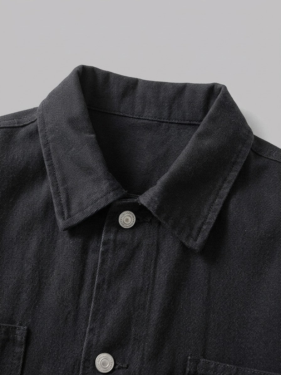 Castellana Men's Oversized Twill Work Jacket — black — detail-2